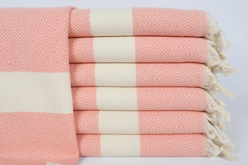 Turkish Hand Towel-Orange Cream Print