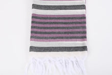 Load image into Gallery viewer, Turkish Bath Towel-Purple Gray Stripe