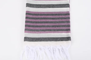 Turkish Bath Towel-Purple Gray Stripe