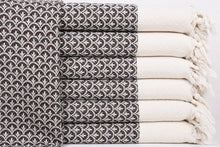 Load image into Gallery viewer, Turkish Hand Towel- Brown and cream Print