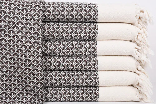 Turkish Hand Towel- Brown and cream Print