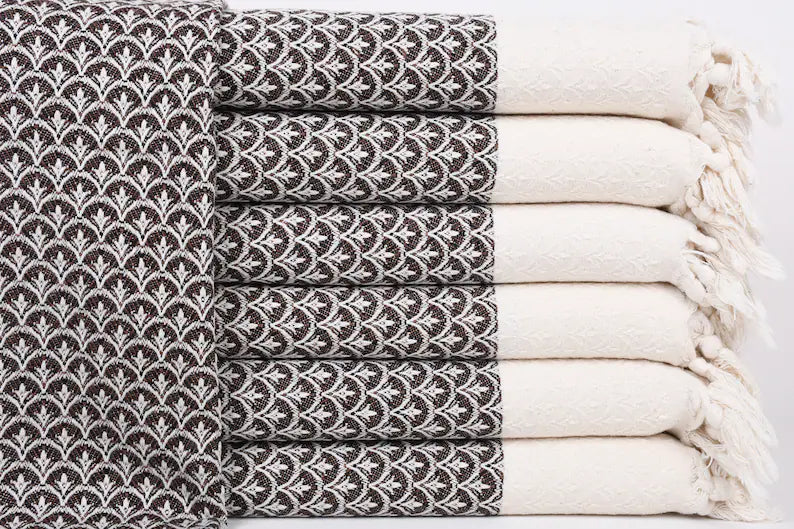 Turkish Hand Towel- Brown and cream Print