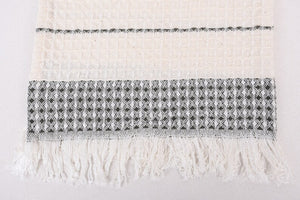 Turkish Hand Towel-Cream Dark Green Stripe