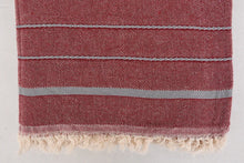 Load image into Gallery viewer, Turkish Bath Towel-Rust Gray Stripe