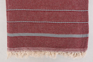 Turkish Bath Towel-Rust Gray Stripe