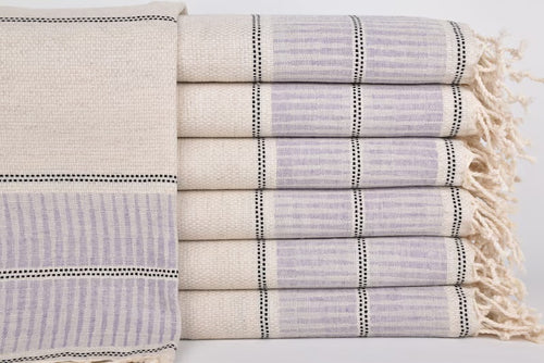 Turkish Hand Towel- Purple Linen Stripe