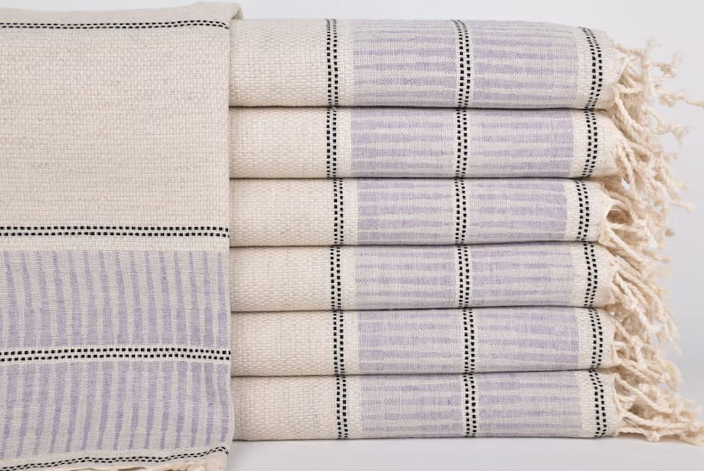 Turkish Hand Towel- Purple Linen Stripe