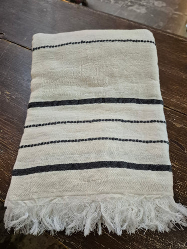 Turkish Bath Towel-Cream Black Stripe