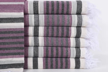 Load image into Gallery viewer, Turkish Bath Towel-Purple Gray Stripe