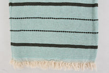 Load image into Gallery viewer, Turkish Bath Towel-Mint Black Stripe