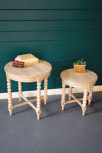 Load image into Gallery viewer, Set of 2 Round Wooden Side Tables with Turned Legs