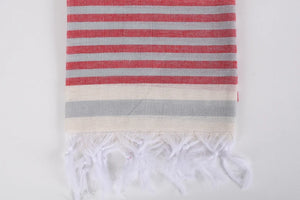 Turkish Bath Towel-Red Gray Stripe