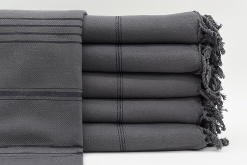Turkish Bath Towel-Charcoal Stripe