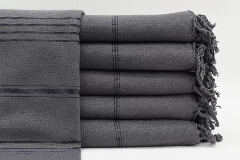 Turkish Bath Towel-Charcoal Stripe