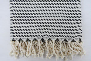 Turkish Hand Towel- Black and White Stripe