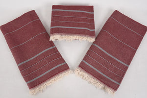 Turkish Bath Towel-Rust Gray Stripe