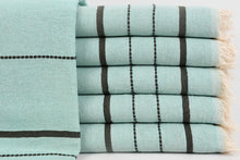 Load image into Gallery viewer, Turkish Bath Towel-Mint Black Stripe