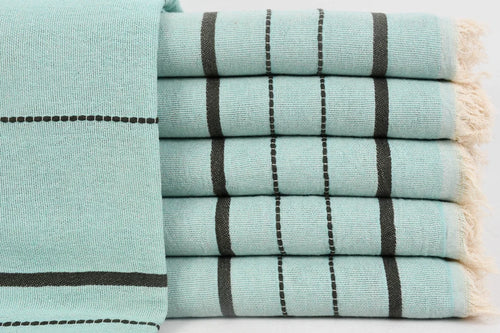 Turkish Bath Towel-Mint Black Stripe