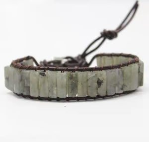 Stone Leather Bracelets-Green