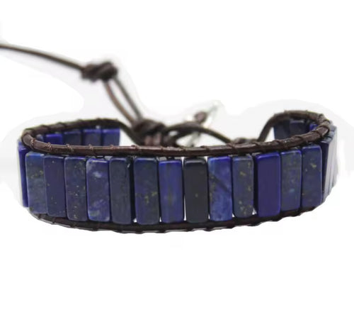 Stone Leather Bracelets-Blue
