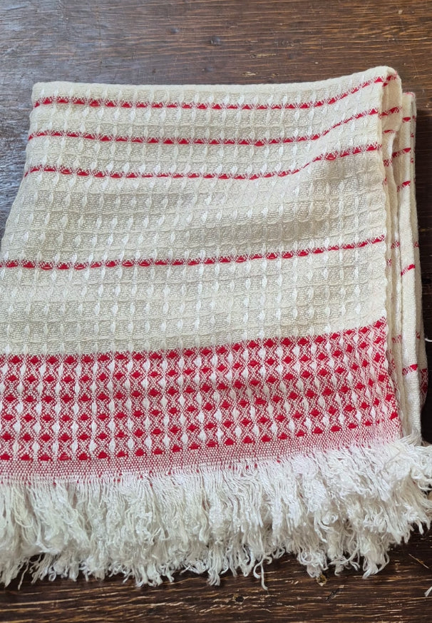 Turkish Hand Towel-Red & Cream Stripe