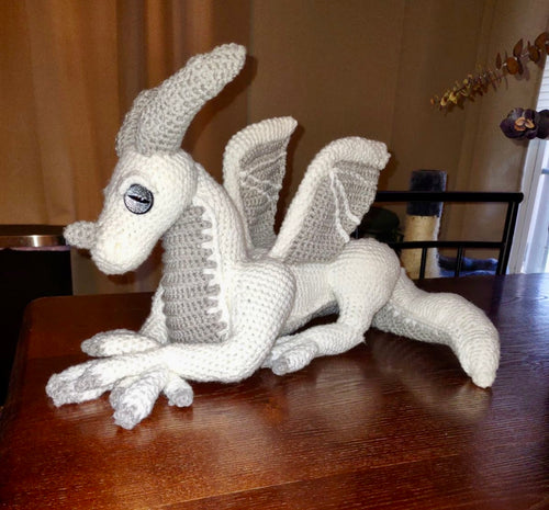 Crocheted White Dragon