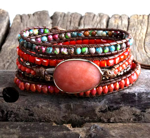 Wrap Bracelets-Red/Orange/Yellow