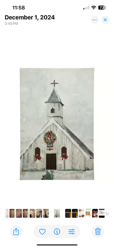 Snowy Church Canvas Art
