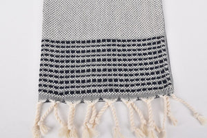 Turkish Hand Towel- Gray Navy Stripe