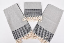 Load image into Gallery viewer, Turkish Hand Towel- Gray Navy Stripe