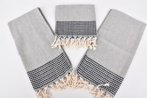 Turkish Hand Towel- Gray Navy Stripe