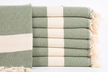 Load image into Gallery viewer, Turkish Hand Towel- Green With Cream Stripe