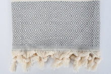 Load image into Gallery viewer, Turkish Hand Towel- Gray With Cream Stripe