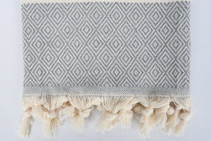Turkish Hand Towel- Gray With Cream Stripe