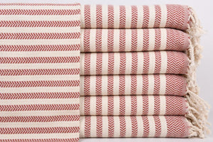 Turkish Hand Towel- Brick and Cream Stripe