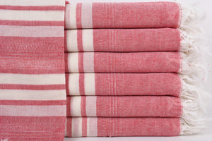 Turkish Bath Towel- Brick and Cream Stripe