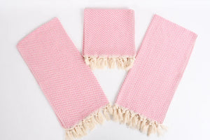 Turkish Hand Towel- Pink and Cream Chevron Print