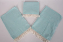 Load image into Gallery viewer, Turkish Hand Towel- Blue and Cream Diamond Print