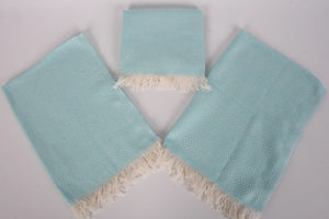 Turkish Hand Towel- Blue and Cream Diamond Print