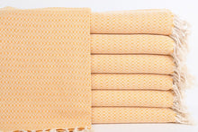 Load image into Gallery viewer, Turkish Hand Towel- Yellow and Cream Diamond Print