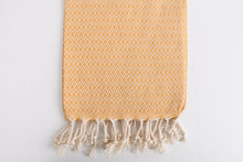Load image into Gallery viewer, Turkish Hand Towel- Yellow and Cream Diamond Print
