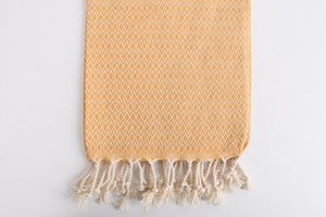 Turkish Hand Towel- Yellow and Cream Diamond Print