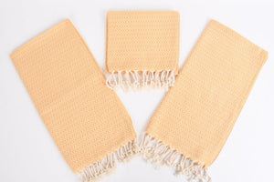Turkish Hand Towel- Yellow and Cream Diamond Print