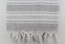 Load image into Gallery viewer, Turkish Bath Towel- Grey &amp; White Striped