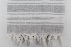 Turkish Bath Towel- Grey & White Striped