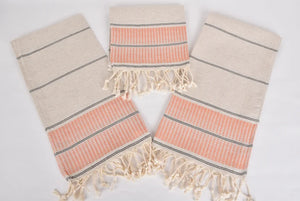 Turkish Hand Towel- Orange Linen Stripe