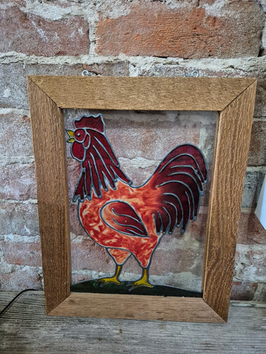 Framed Stained Glass Rooster