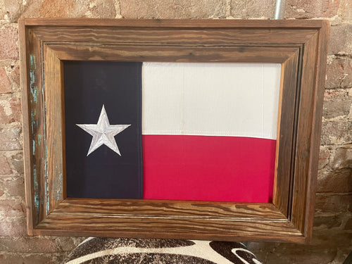 Texas Flag Art With Wooden Frame