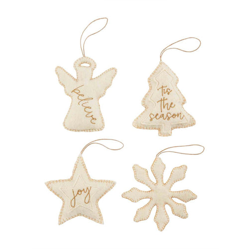 Gold Stitched Felt Ornaments