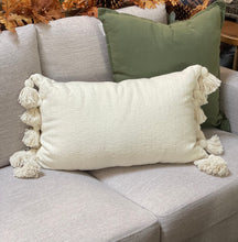 Load image into Gallery viewer, Chunky Tassel Kidney Pillow- White